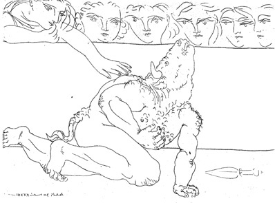 Minotaur Dying in Arena